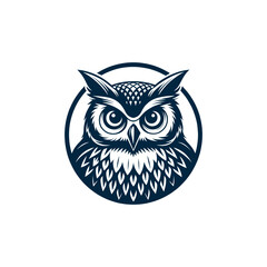 owl silhouette logo vector line art logo design