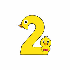 yellow duck with letter 2