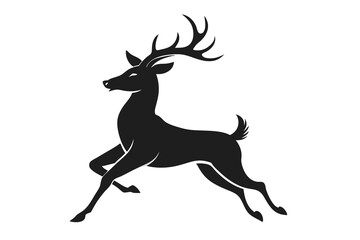 A deer running silhouette vector illustration on white background