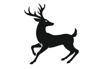A deer running silhouette vector illustration on white background