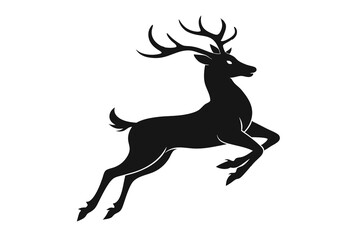 A deer running silhouette vector illustration on white background