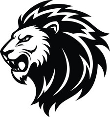lion head mascot, silhouette illustration vectore design