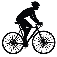 Fototapeta premium Silhouette of Cyclist on Road Bike: Vector Illustration of Athlete Riding Bicycle, Sport, Exercise, Fitness, and Healthy Lifestyle Graphic