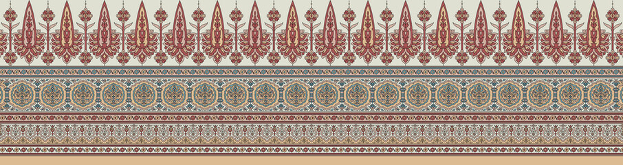 Beautiful Mughal art textile design pattern with beautiful colours for digital print	
