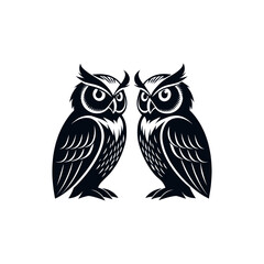 owl silhouette logo vector line art logo design