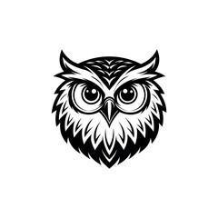 owl silhouette logo vector line art logo design