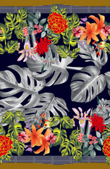 Beautiful Mughal art textile design pattern with beautiful colours for digital print	