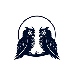 owl silhouette logo vector line art logo design