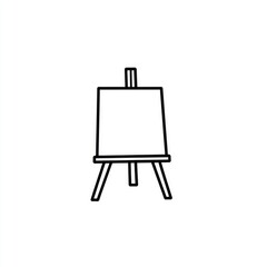 Simple line art of a drawing easel.  A basic, black outline illustration of a small easel, with a blank canvas.  Perfect for art, drawing, or teaching purposes