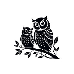 owl silhouette logo vector line art logo design
