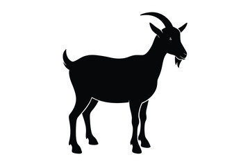 Silhouettes of goat vector illustration on white background