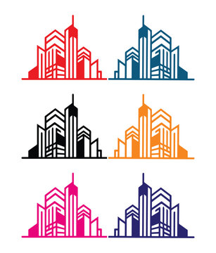 Set of modern vector logos and icons including abstract shapes, business branding symbols, letter designs, creative illustrations, minimal graphic elements and colorful trendy flat style icons.