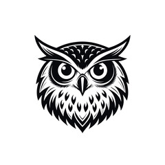 owl silhouette logo vector line art logo design
