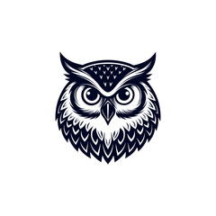 owl silhouette logo vector line art logo design