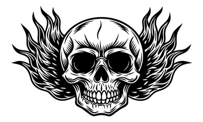 Download Realistic Skull With Fire  Vector Illustration  Svg File For Design.