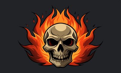 Download Realistic Skull With Fire  Vector Illustration  Svg File For Design.