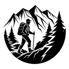 Download Man Climbing A Mountain Path Silhouette Vector Illustrate Svg File For Design.