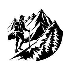 Download Man Climbing A Mountain Path Silhouette Vector Illustrate Svg File For Design.