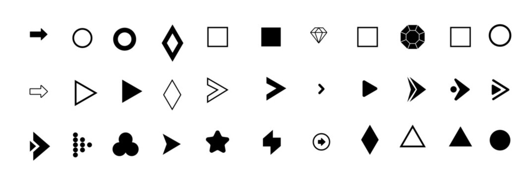 Bullet point collection for presentation invitation vector on white isolated background.