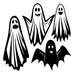 Download Set Of Realistic Ghosts Isolated On Transparent. Vector Illustration Of Symbols Of Halloween. Svg File For Design.