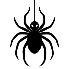 Cartoon spider hanging down silhouette vector illustration 