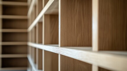 Fototapeta premium Carpenter building custom bookcase for living room. Featuring craftsmanship and design