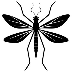 Crane fly silhouette vector illustration 