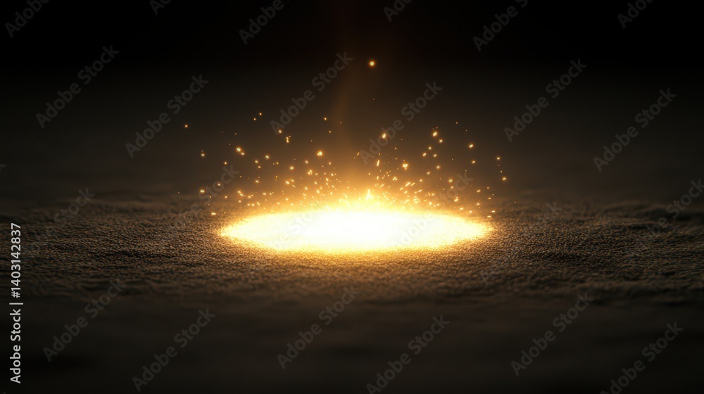 Poster a mesmerizing light burst emerges from a dark surface, creating an ethereal visual effect. ideal for