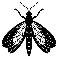 Green lacewing silhouette vector illustration 