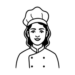 Vector cartoon chef illustration of a smiling woman with a hat