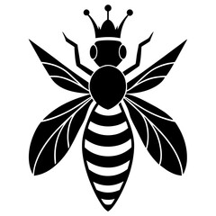 Queen bee with crown silhouette vector illustration 