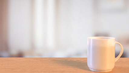 The coffee cup on wood table for hot drink concept 3d Rendering.