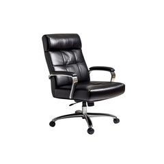 Obraz premium Executive Black Leather Office Chair with Chrome Base