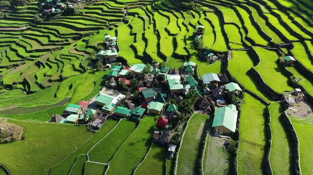 The UNESCO Village of Batad sleeps in the middle of the fields, in Asia, in the Philippines, in Ifugao, in Luzon, near Banaue, in summer, on a sunny day.&nbsp;