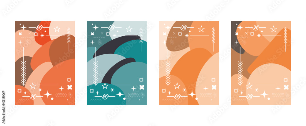 Poster abstract geometric shapes with colorful gradient background, package design element, vector element 