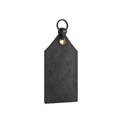 Blank Black Leather Luggage Tag with Golden Ring