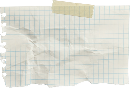 Crumpled Grid Paper Texture with Masking Tape Torn Edges Blank Note Vintage Paper Background