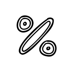 Stroke symbol percent in hand drawn style. Vector illustration isolated on white background. For typography, font, shop, logo, alphabet, sales, signboard, education, branding, presentation.