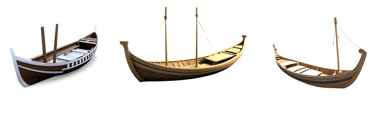 Traditional boat PNG set with transparent background, ideal for design accents, cut-out use, showcasing cultural heritage, nautical themes, and enhancing visual storytelling.

