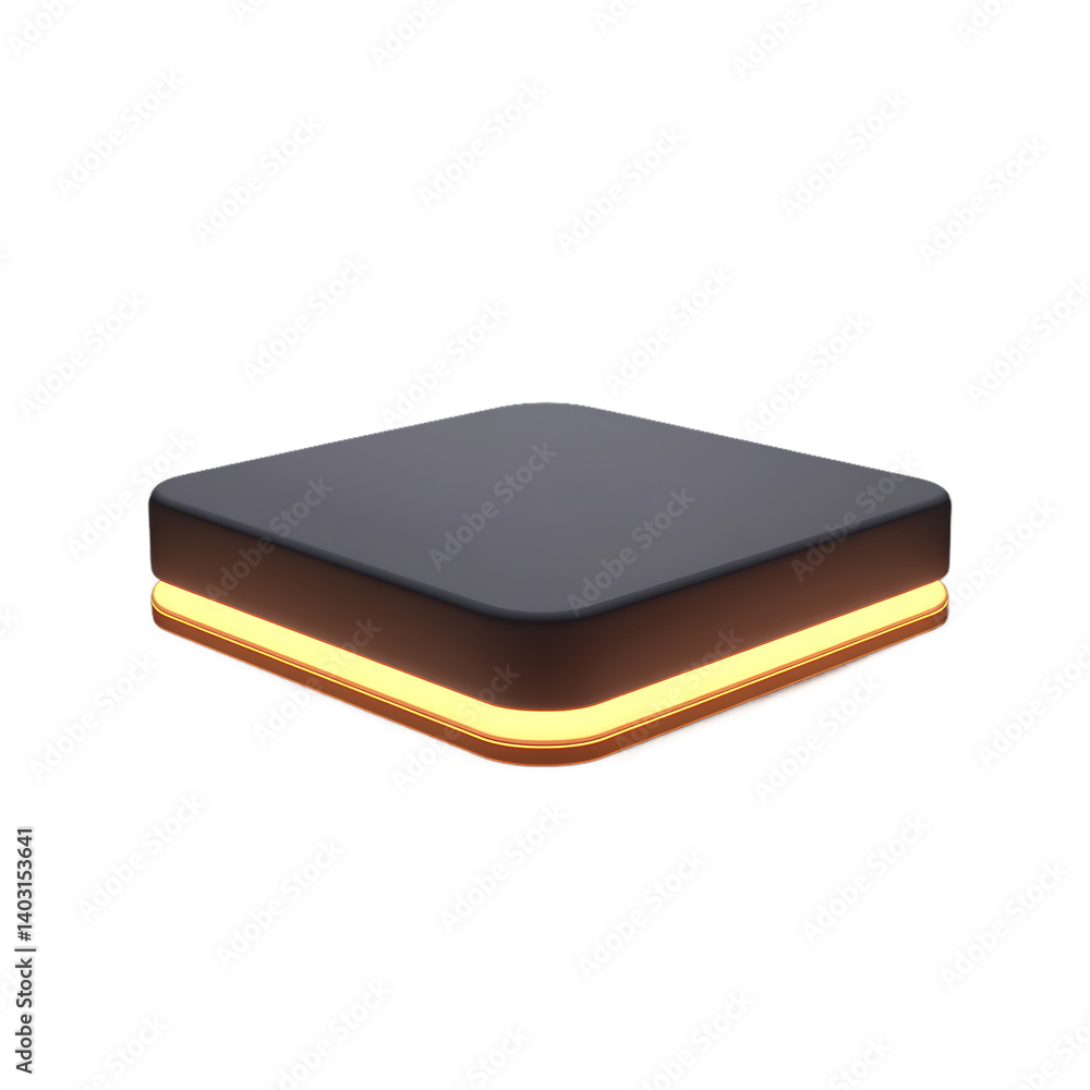 Poster glowing platform display stand with futuristic design for product showcase, minimalist style in dark