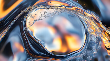 Liquid mercury surface close-up with reflective metallic texture