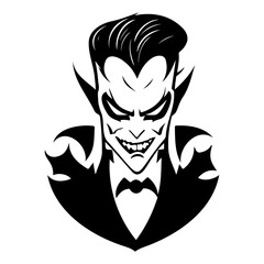 Sinister Vampire Silhouette with Bat Motif Design