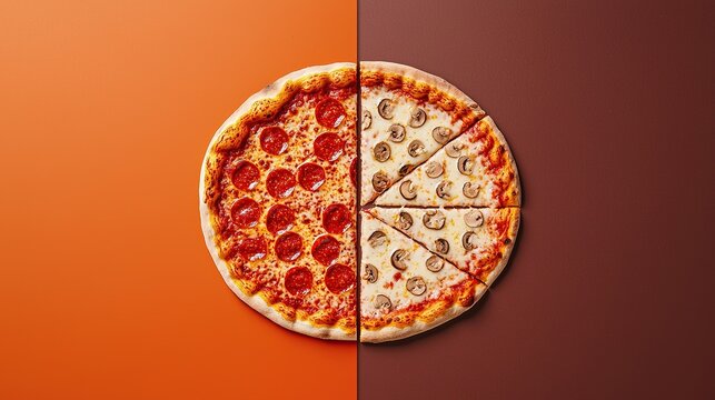 Fast food vs gourmet pizza a flatlay comparison of choices urban setting food photography minimalist style