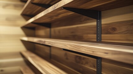 Carpenter measuring wood for custom shelving project. Featuring precision and craftsmanship