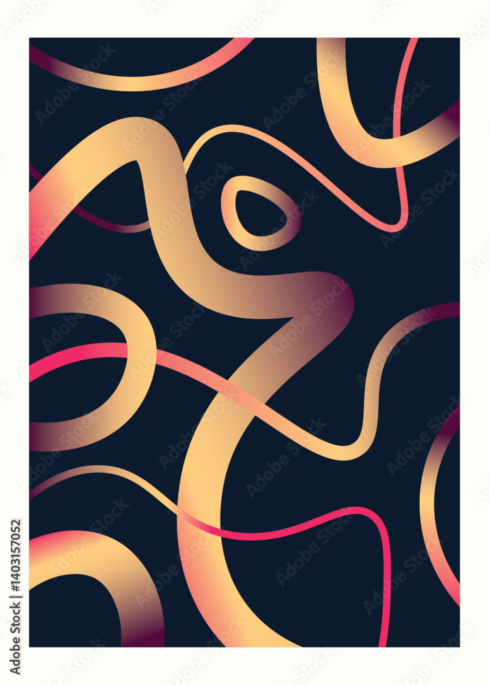 Poster abstract vector background with circles, wavy colorful gradient background, wavy line shapes design 