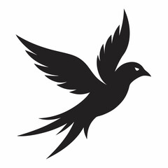 Bird flying black vector icon