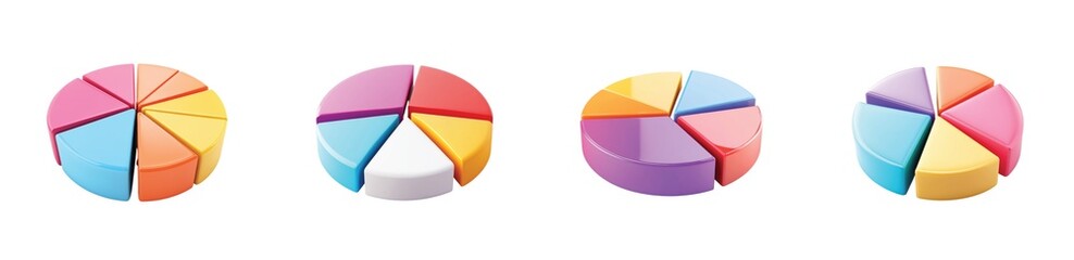 Colorful circular puzzles with four sections in bright and soft shades for educational play