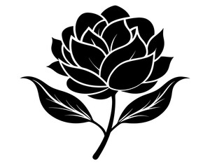 Hand Drawn Flower Silhouette Vector & SVG, Flower Vector Design