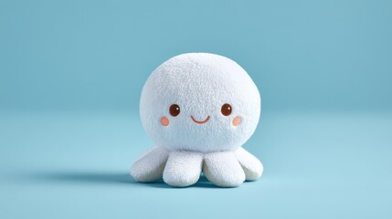 Fototapeta premium This adorable plush octopus, with its soft texture and cheerful expression, makes for a perfect companion for kids and adults alike. Ideal for comforting and playful moments.