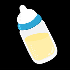 baby drinking bottles, bottle animation on black background